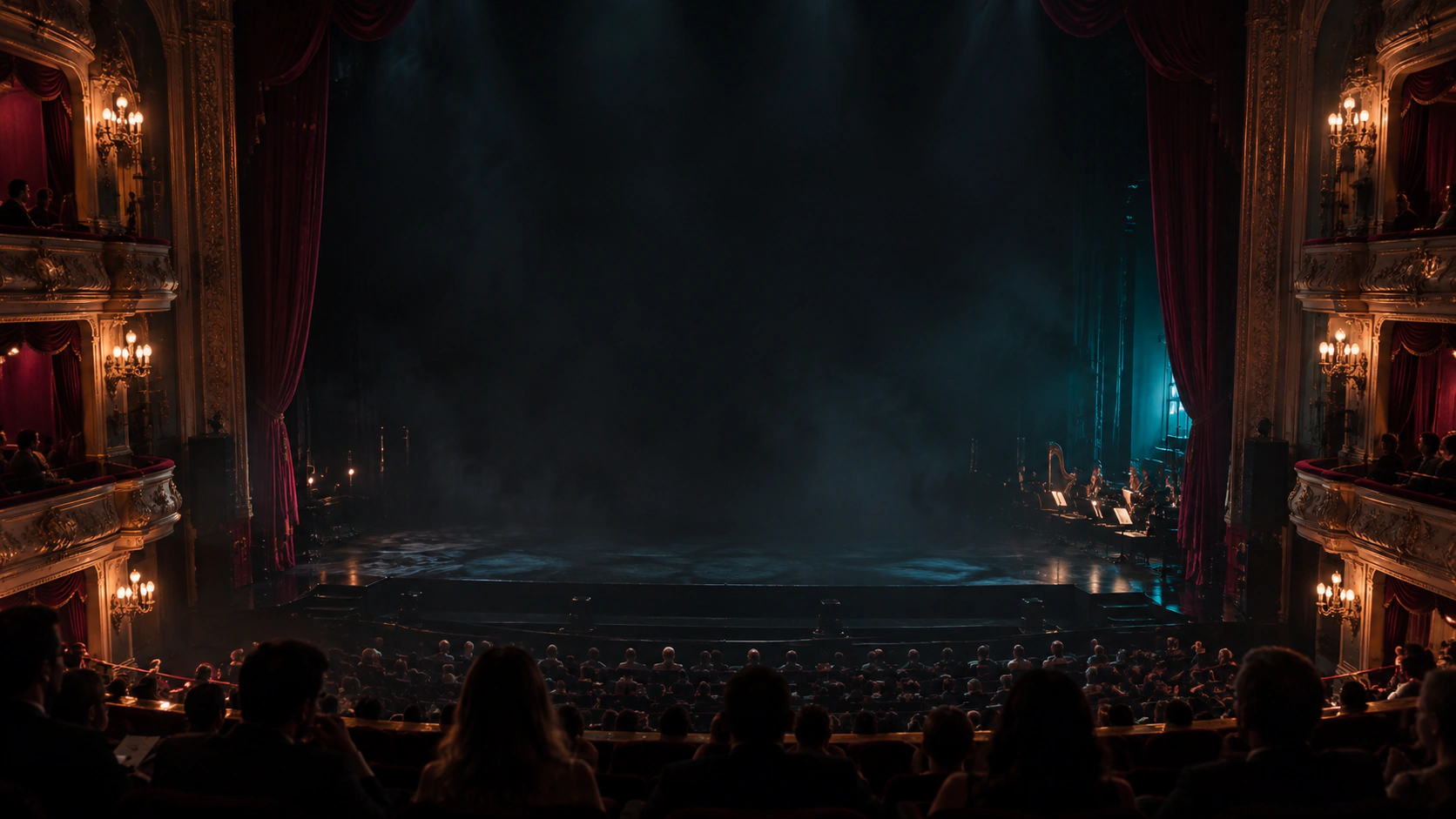 Escenario de teatro iluminado para una noche de espectáculo
