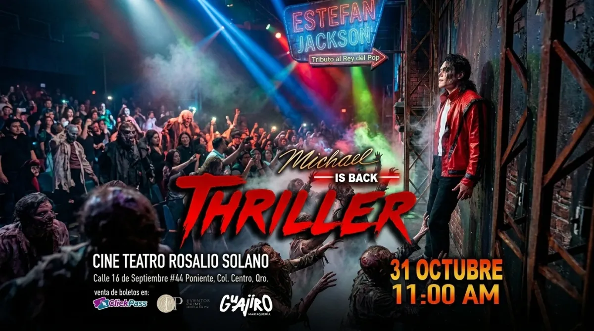 Cartel de Estefan Jackson en Cine Teatro Rosalio Solano, Querétaro, 31 de octubre de 2026