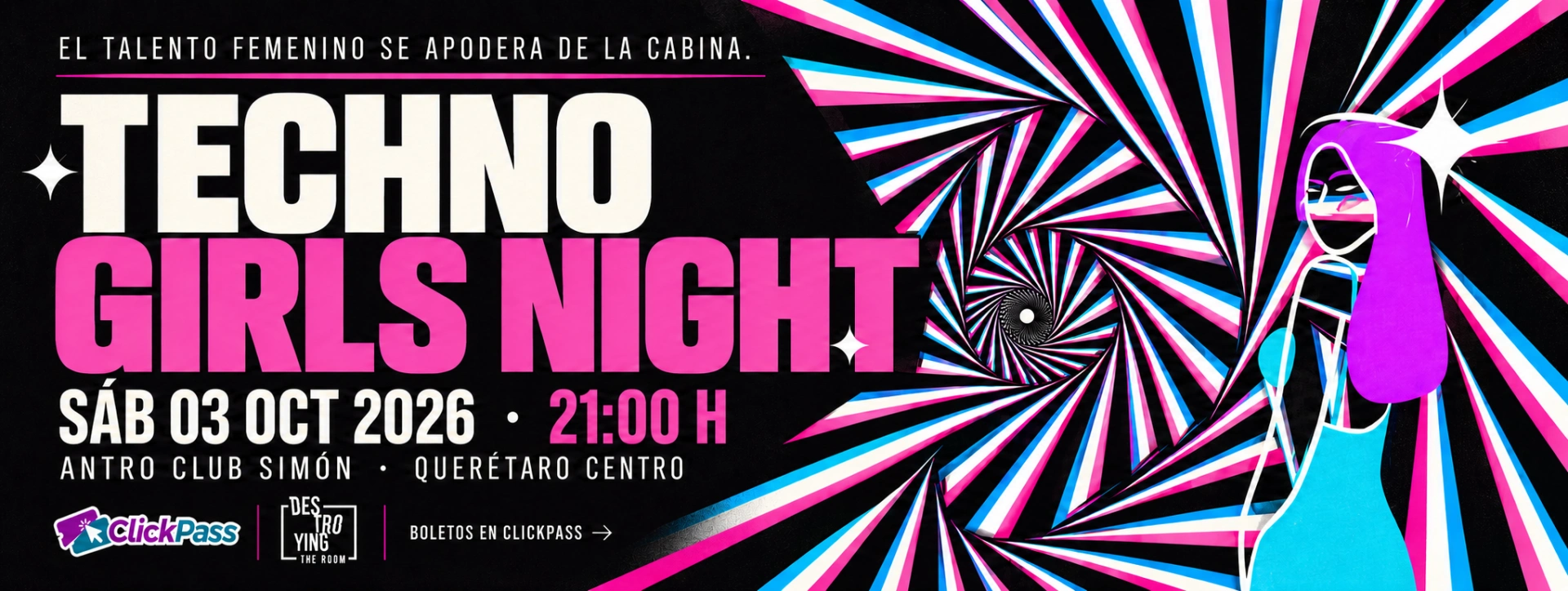 Techno Girls Night, 3 de octubre de 2026 en Antro Club Simón, Querétaro, Qro.